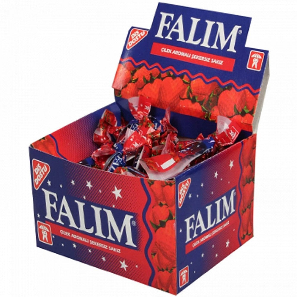 Falim Strawberry Chewing Gum Box 100 Pieces - Sweet, Long-Lasting Freshness