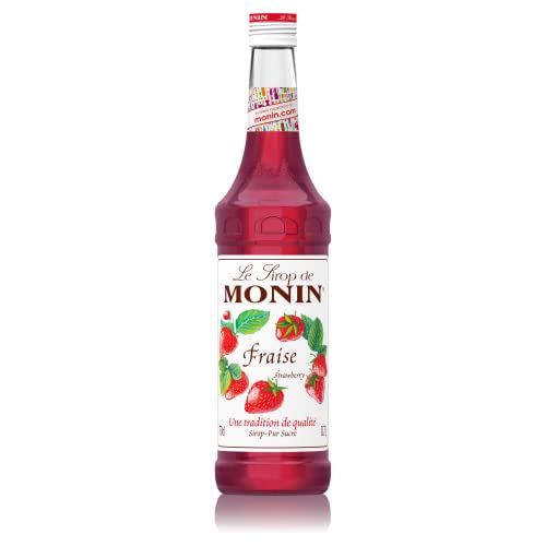 Monin Strawberry Syrup Premium Flavor 700ml - Natural Sweetener for Drinks and Desserts