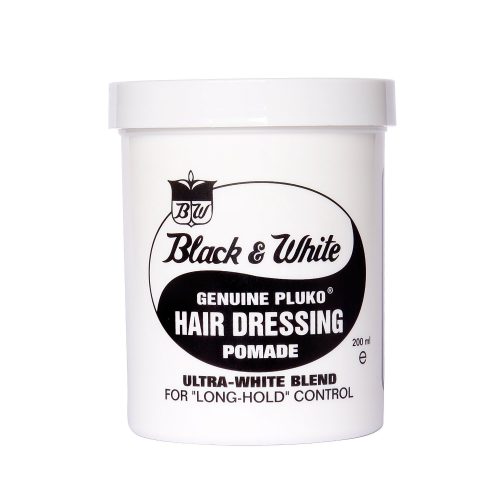 Pluko Black & White Genuine Hair Dressing Pomade 200ml Firm Hold Non-Greasy