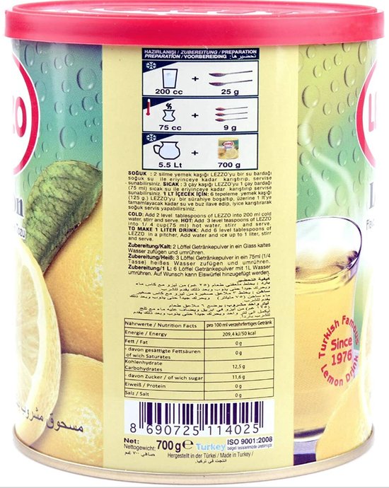 Lezzo Limon Cay Toz Instant GetränkepulverZitrone Dose 700g