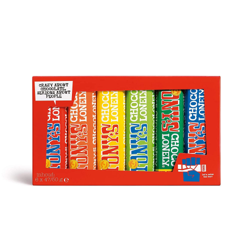 Tony's Chocolonely Proeverijtje Chocolade Cadeau - Verjaardagscadeau Repen - Geschenk Verjaardag - 6 x 47/50 Gramm