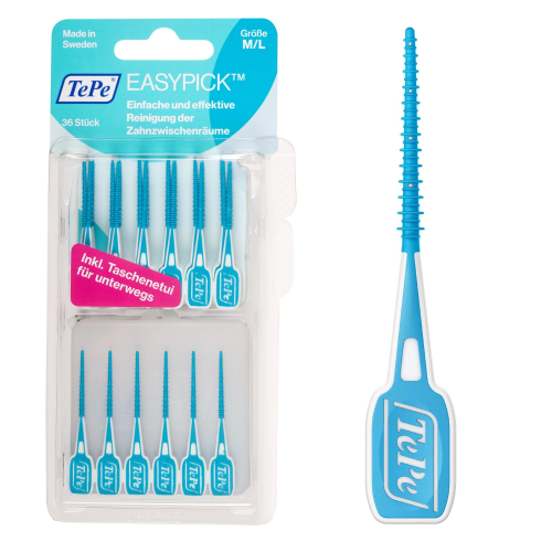 TePe EasyPick M/L 36 Pieces – Comfortable Interdental Brush for Daily Plaque Removal