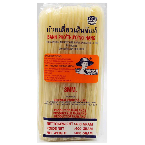 Farmer Brand Banh Pho Rice Stick Noodles 3mm Wide 400g Pack Authentic Thai Rice Noodles