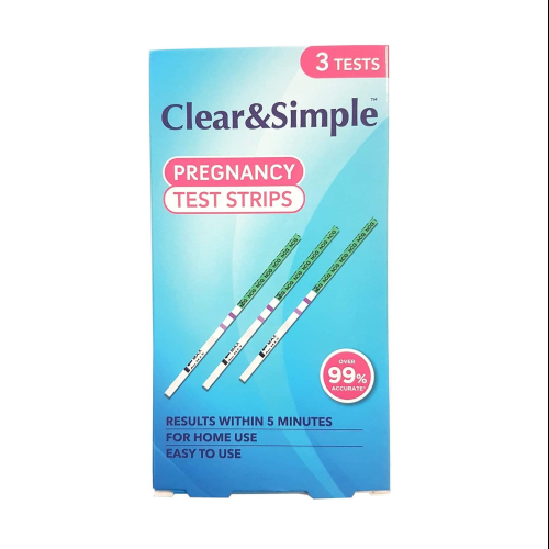 Clear and Simple HCG Pregnancy Test Strips 3 Pieces Early Detection Results