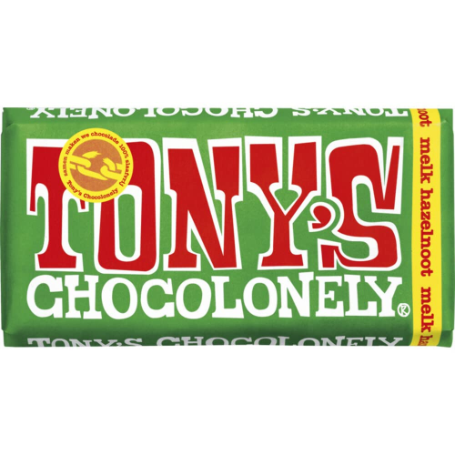 Tony's Chocolonely Melk Hazelnoot Chocolade Reep – 180 Gramm