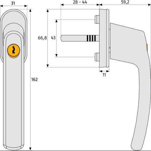 ABUS FG210 lockable window handle silver