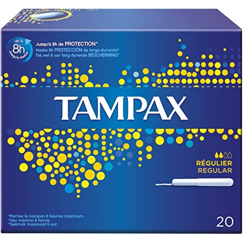 Tampax Regular Tampons 20 Count with LeakGuard Protection for Moderate Flow