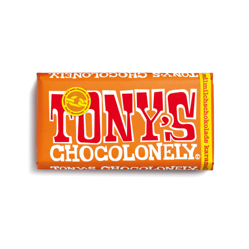 Tony's Chocolonely Chocolade Reep Melk Karamel Zeezout - Melkchocolade Reep - 180 gram