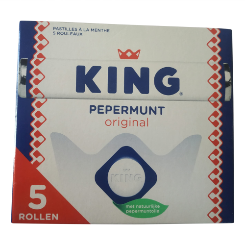 King Pepermunt Original Peppermint Candy, 5 Rolls x 44g, Classic Mint Freshener