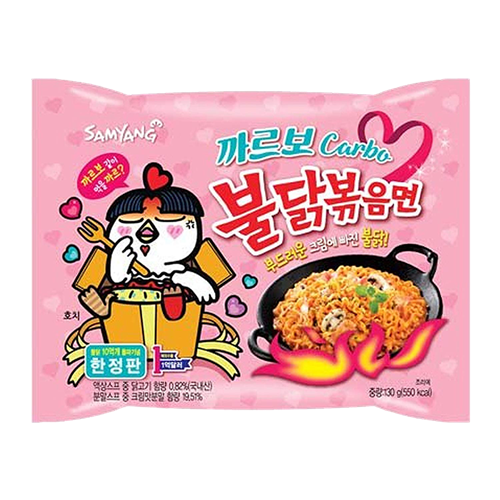 Samyang Buldak Koreanische Nudeln Hot Chicken Ramen Carbonara rosa 130g