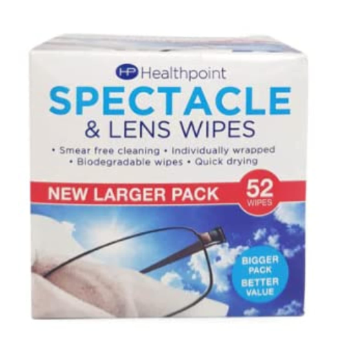 Healthpoint Spectacle Wipes 52's Cleaning Wipes for Glasses & Screens, Alcohol-Free, Anti-Fog, Streak-Free