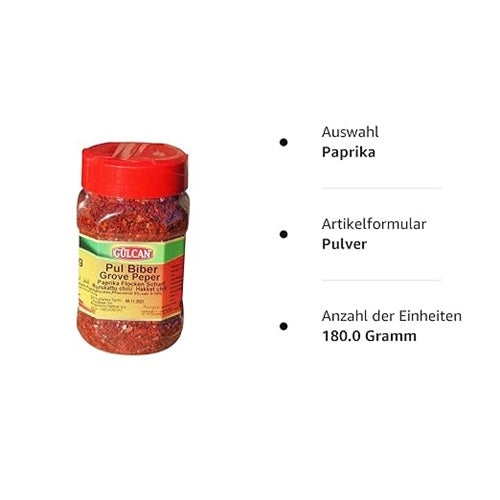Gulcan Baharat - Chilli Flakes Preparation - Pepper Flakes (180 g)