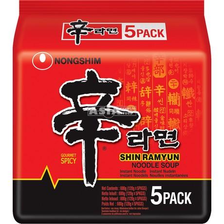 NONGSHIM Shin Ramyun Instant Noodles 5x120g Pack Korean Spicy Ramen