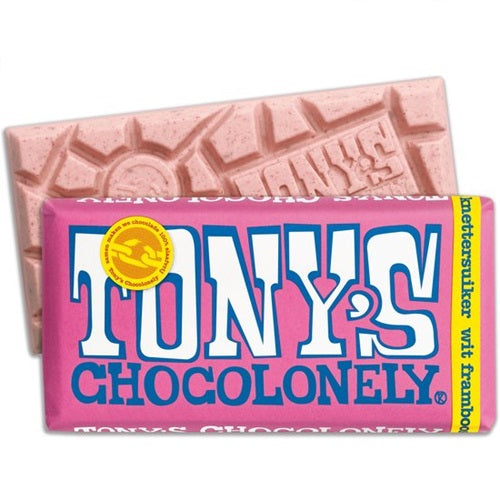 Tony's Chocolonely White Chocolate Bar With Raspberry (180 g)