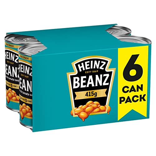Heinz Beanz Baked Beans – Gebackene Bohnen in Tomatensauce – 6 x 415 ml