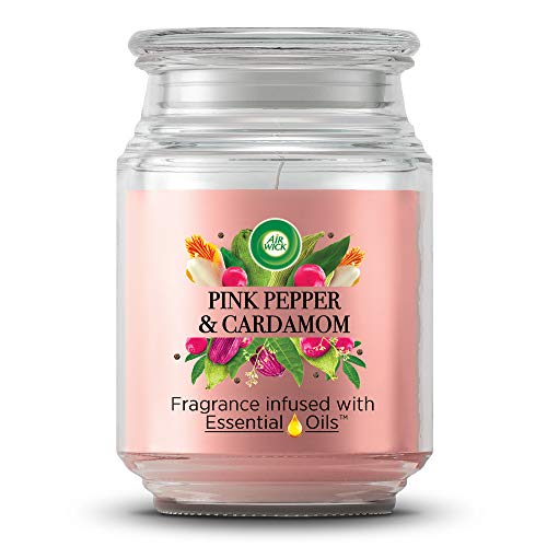 Air Wick Jar Candle with Essential Oils, Pink Pepper and Cardamom, 480g
